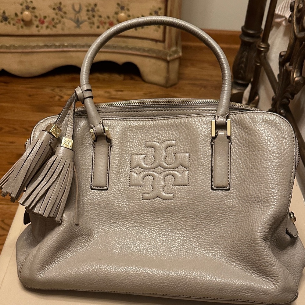 Tory Burch Gray Leather Satchel